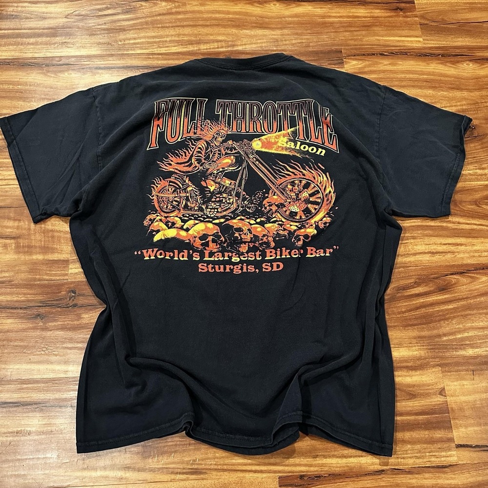 Full Throttle Saloon Shirt Mens XL Black Skull Motorcycle Graphic Tee Sturgis SD - Picture 2 of 6